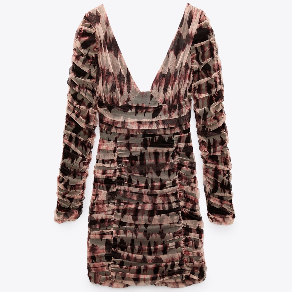 NWT Zara Draped Tulle Mini Dress